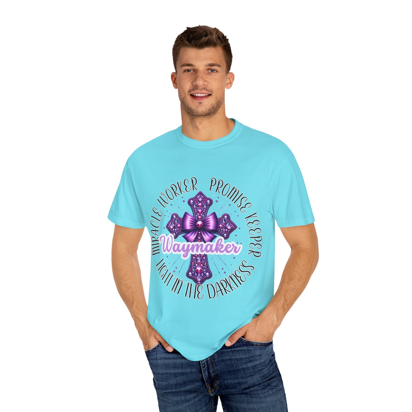 Inspirational Christian Comfort Colors T-Shirt - Waymaker Cross Design