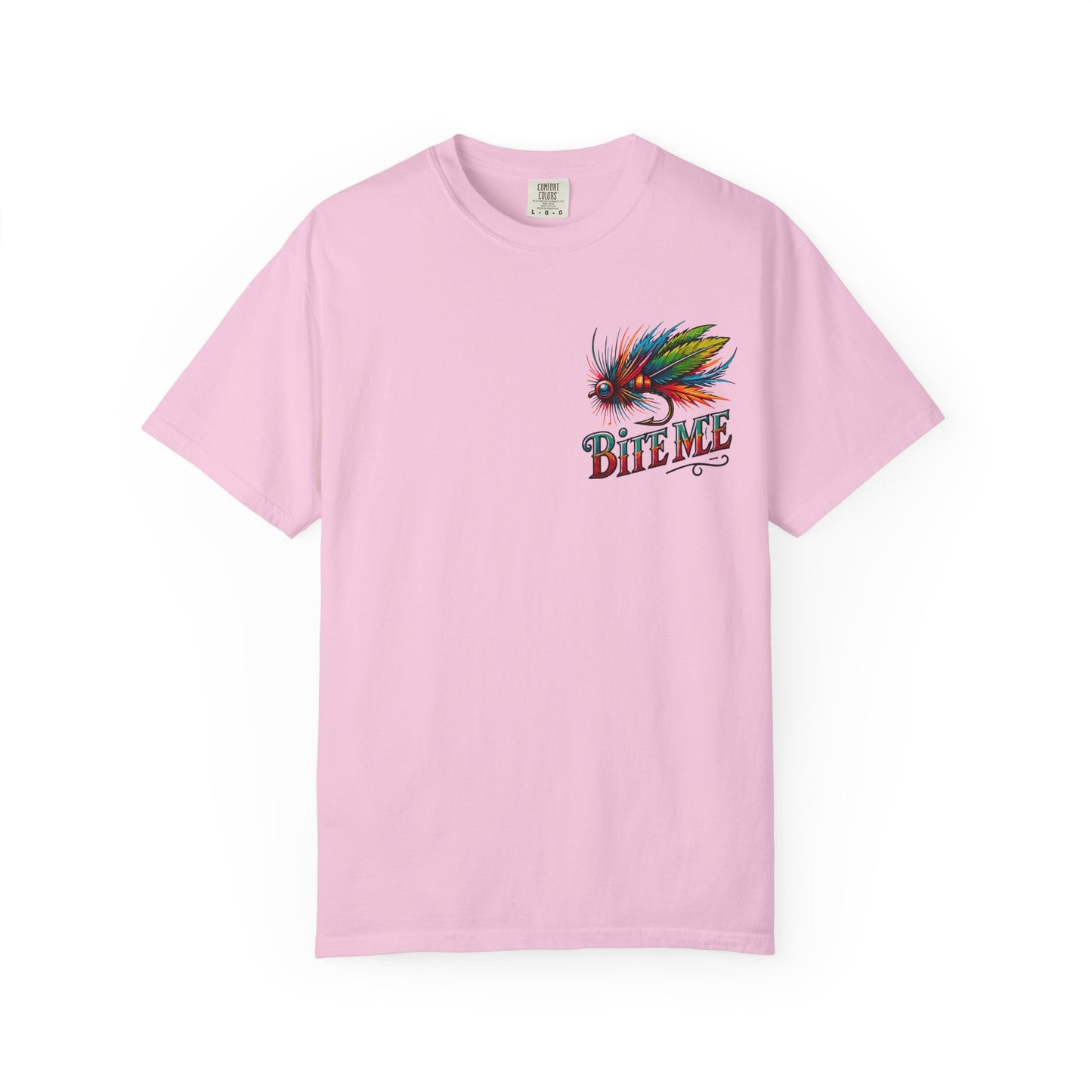 Bite Me Fishing Shirt – Funny Fly Fishing Graphic Tee, Rainbow Lure Outdoor Humor, Sassy Angler Gift