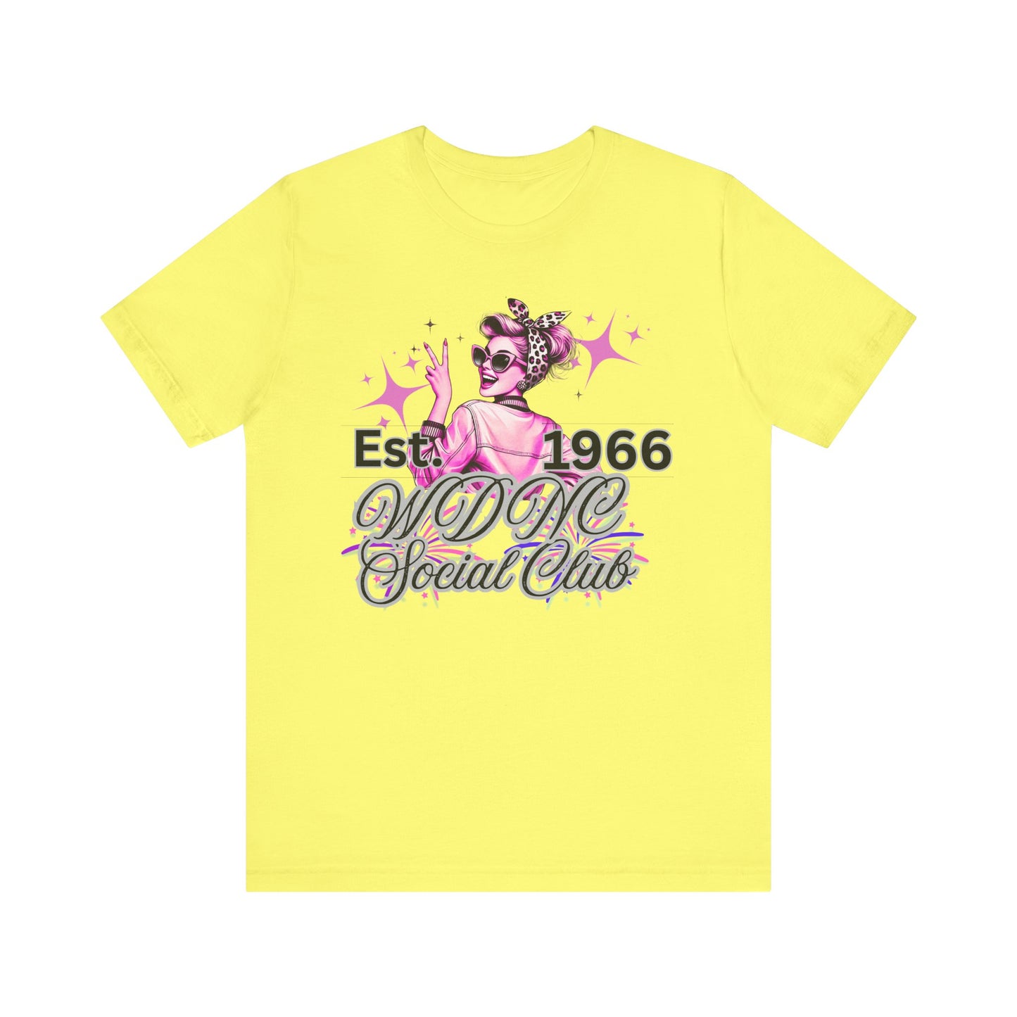 WDNC Vintage Retro Social Club Tee, Unisex Jersey Short Sleeve Shirt, 1960s Inspired T-Shirt, Fun Gift for Friends, Unique Party Top, Casual Wear